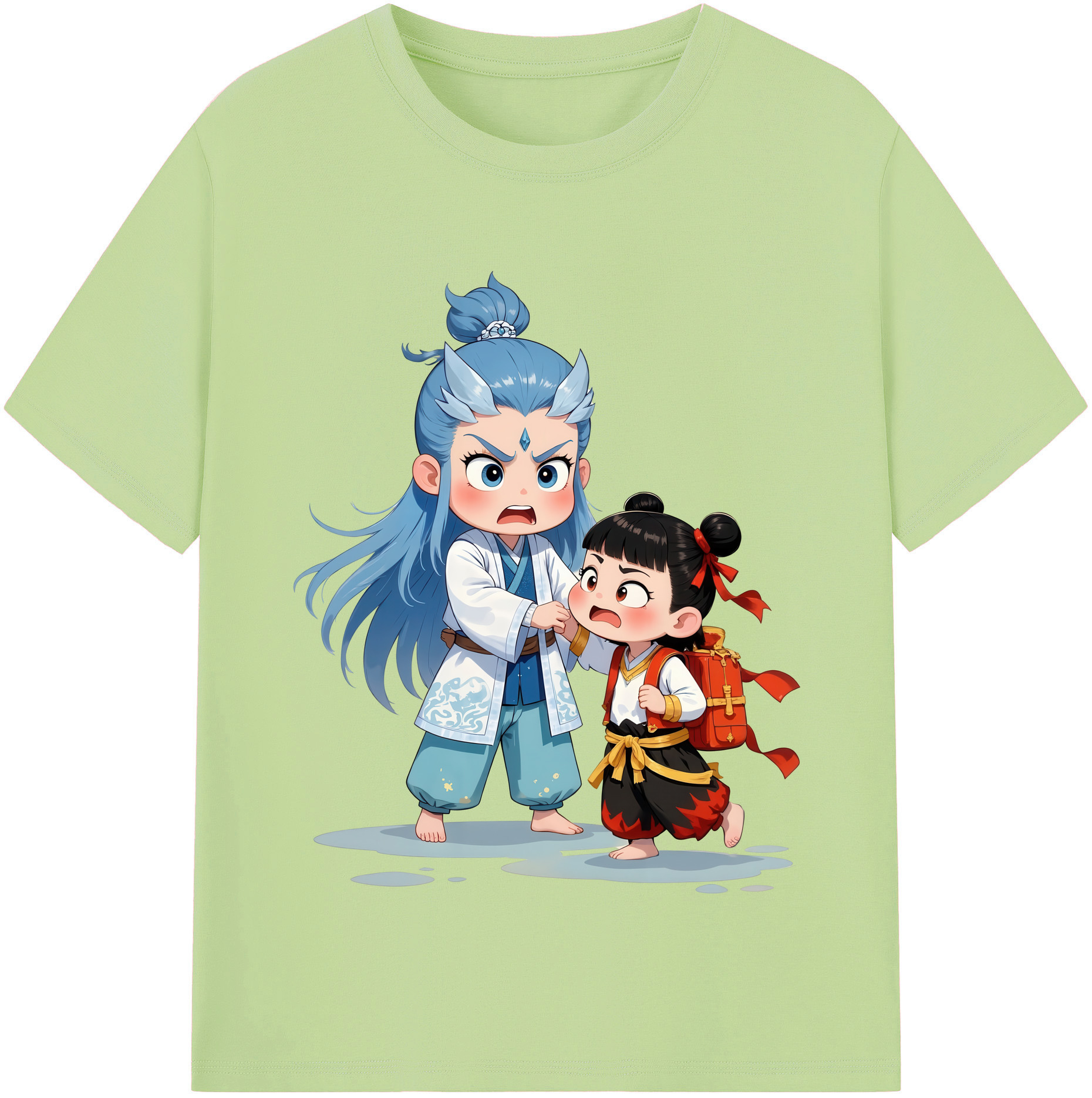 （画像用） Ne Zha 2 ナタ 魔童の大暴れ 綿100％半袖Tシャツ（フロントプリント）
